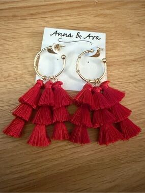 Anna & Ava Scarlet Tiered Tassel Hoop Earrings